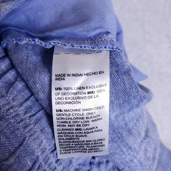 Chico's Linen Pants Blue Cropped Pull-On Size 14 Coastal Grandmother - Picture 8 of 10